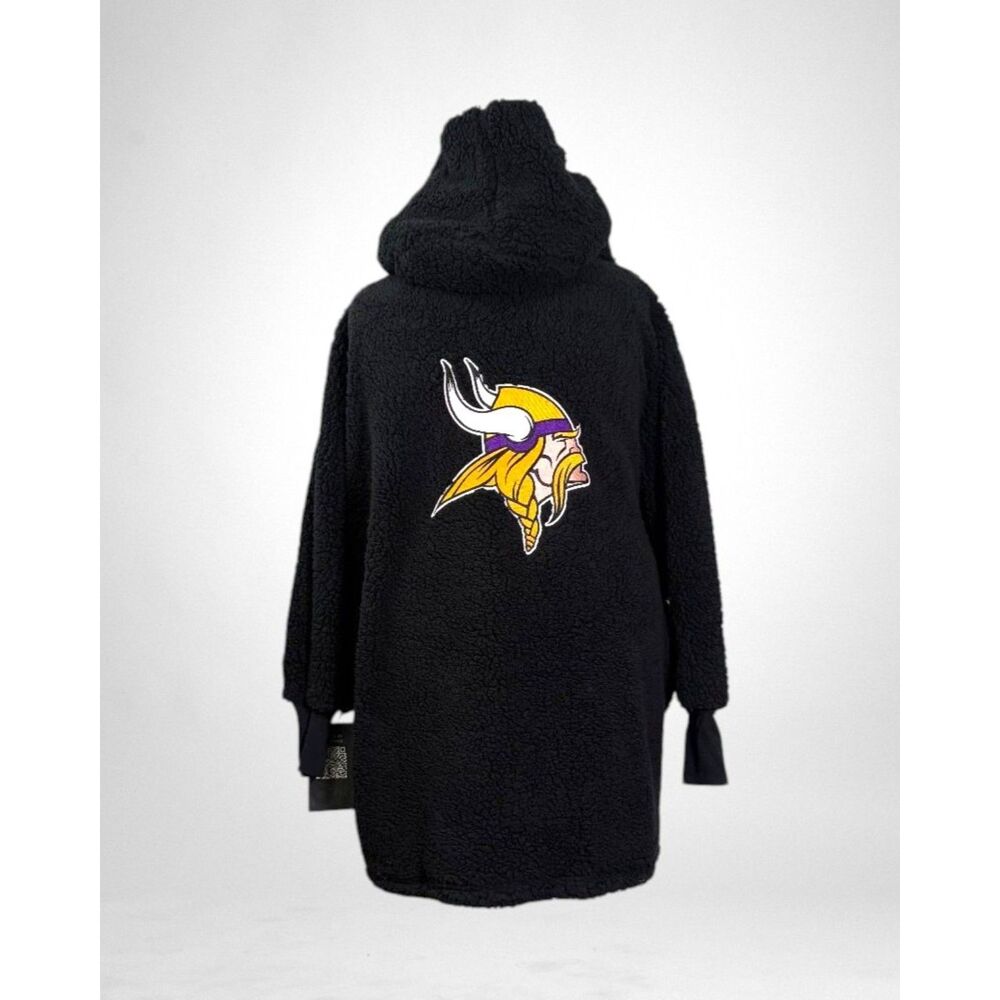 NFL Minnesota Vikings Jill Martin Black Oversized Hooded Lounger, NWT! XL/1X